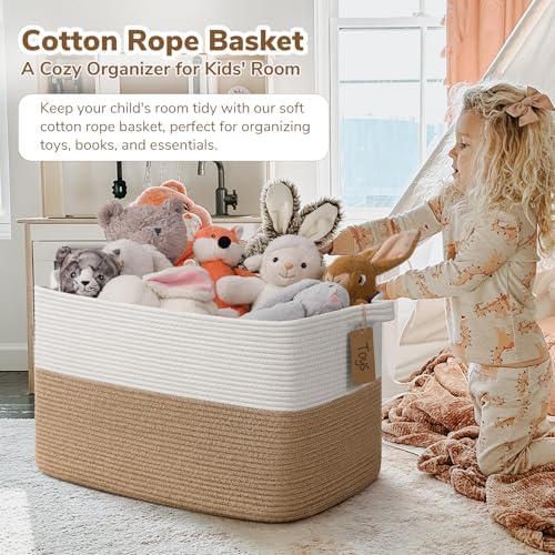 Goodpick 75L Extra Large Woven Rope Blanket Basket, Rectangle, Jute - Image 2