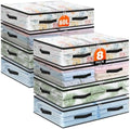 8 Pack Under Bed Storage Bags, 60L Foldable Clear Containers with Handles by Unknown