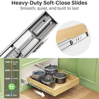 2Pack Pull Out Cabinet Organizer, Soft Close Wooden Slide Out Drawers for Pots, Full-extension Roll Out Shelves for Kitchen Cabinets, Pantry Organization, Bottom and Side Mount(15"W X 21"D x 3.4''H) - Image 4