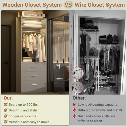 Besiost Closet Systems with 12 Wood Drawers, Closet System Set of 4 - Image 4