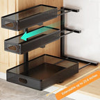 Under Sink Organizer, 2-Pack 3-tier Under Sink Storage Organizer Adjustable Height Easy Assembly Pull Out Cabinet Organizers Basket for Bathroom Kitchen Pantry Home Organization - Image 3