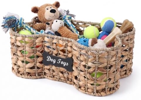 dog bone basket dog toy box Natural Seagrass & Rush Grass by Unknown