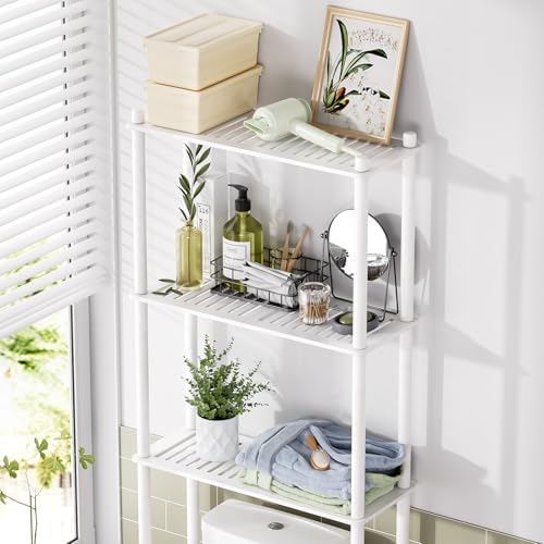 AmazerBath Bamboo Over The Toilet Storage Shelf, 3-Tier Bathroom Over Toilet Organizer Rack, Over Toilet Shelf, Space Saver, White - Image 3