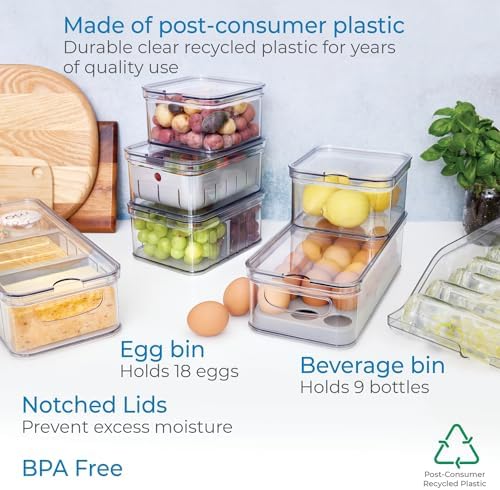 iDesign Crisp 7-Piece Recycled Plastic Refrigerator Organizer Bin Set - Image 5