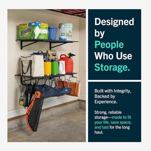 StoreYourBoard Garage Wall Shelf, 2x6 ft, Holds 500 lb, 6 Hooks, 2 Pack - Image 6