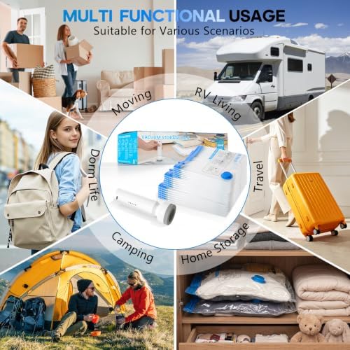 18 Pack Vacuum Storage Bags for Travel with Rechargeable Cordless Pump, Space Saver Bags for Clothes, Compression Packing Bags for Luggage and Suitcase - Image 7