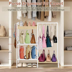 2-in-1 White Shoe Rack for Closet with Purse Organizer, 5-Tier - Image 6