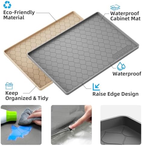 Winisok Waterproof Under Sink Mat 28" x 19", Silicone Mat, Black - Image 2