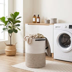 Laundry Basket with Lid, 15" x 20" Tall Woven Blanket Storage for Living Room, Round Cotton Rope Nursery Hamper with Zipper, Lidded Kids Toy Bin, Large Decorative Basket with Cover, Brown - Image 3