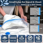Vacuum Sealing Bags for Clothing Travel,Space Saver Vacuum Storage Bags with Wireless Air Pump (15 Combo Bags+Electric Pump) - Image 3