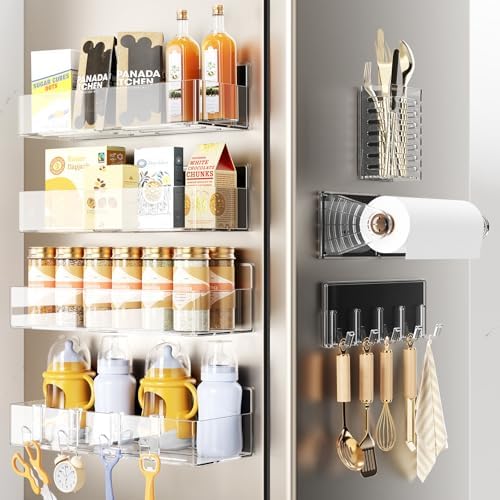 Mystozer Magnetic Spice Rack for Refrigerator Clear, 7 Pack by Mystozer