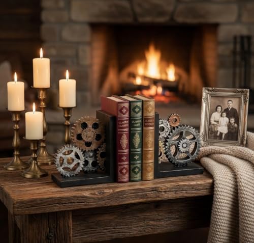 Bellaa Gear Bookends, Steampunk, Heavy Duty, 20881 - Image 3
