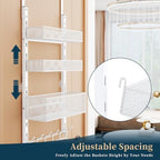 Consumest Over The Door Hooks Organizer - 4 Tier Door Coat Rack with 3 Baskets & 12 Hooks, Stainless Steel Towel Hanger for Bedroom, Bathroom, Living Room, White - Image 2