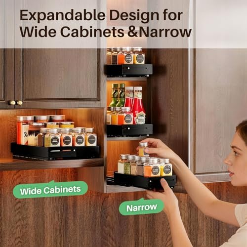 SNTD Pull Out Spice Rack Organizer for Inside Cabinets, Expandable,1-Pack - Image 4