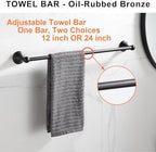 BGL Bathroom Hardware Set, Oil-Rubbed Bronze Adjustable Expandable Towel Bar 4-Piece ORB Bathroom Accessory Set Wall Mounted Robe Hook Toilet Paper Holder Towel Ring Towel Bar - Image 2