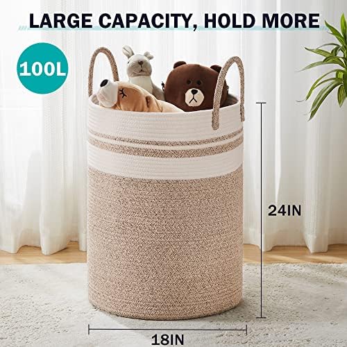 YOUDENOVA Woven Laundry Hamper Basket, 100L Tall Laundry Basket - Image 2