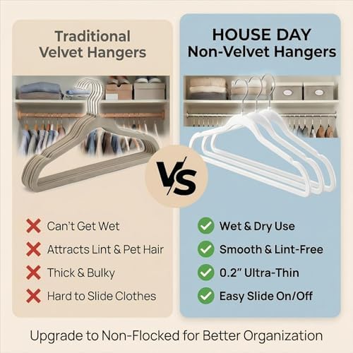 HOUSE DAY Ivory Plastic Hangers 100 Pack, Ultra-Thin Heavy Duty Non-Velvet - Image 7