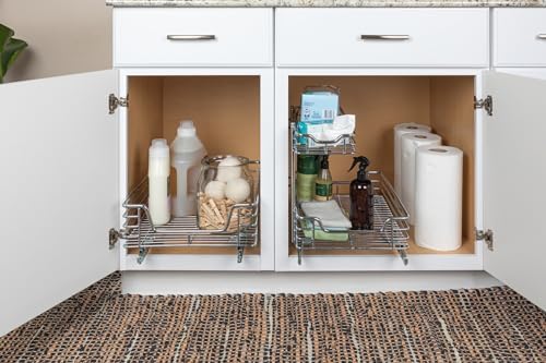 Household Essentials Glidez Chrome-Plated Steel Extended Depth 1-Tier Sliding Under Sink Cabinet Organizer, Chrome - Image 4