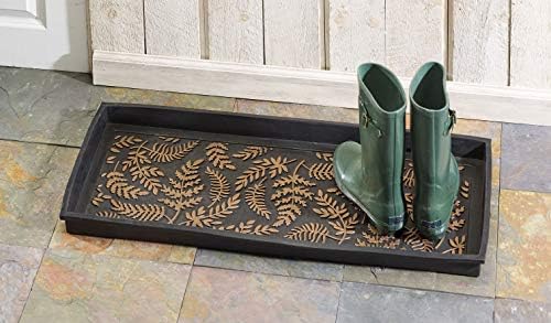 HF by LT Ferns Design Deluxe Rubber Boot Tray, 34 x 14 inches, Heavy Duty Vulcanized Rubber, One-Piece Seamless Construction, Year Round Use Indoors or Outdoors, Black with Brushed Copper Finish - Image 3