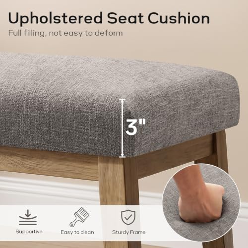 Zihanhome Entryway Shoe Bench, End of Bed Bench,Upholstered Bench(Grey) - Image 5