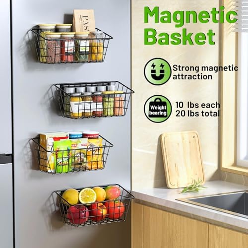 Magnetic Shelf for Fridge, 2 Pack Seasoning Organizer with Strong Magnets for Kitchen Storage Organization, Moveable Magnetic Spice Rack for Refrigerator, Whiteboard, Kitchen Counter, Cabinet - Image 2