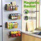 Magnetic Shelf for Fridge, 2 Pack Seasoning Organizer with Strong Magnets for Kitchen Storage Organization, Moveable Magnetic Spice Rack for Refrigerator, Whiteboard, Kitchen Counter, Cabinet - Image 2