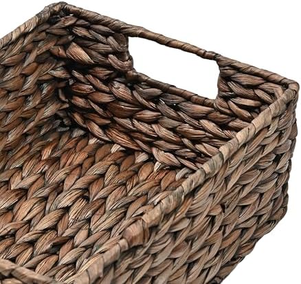 happimess Lane Hyacinth Wicker Pantry Baskets 9"x12"x5", Brown, Set of 4 - Image 6