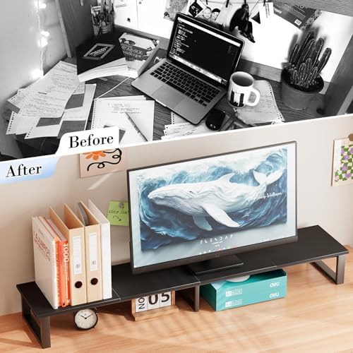 aboxoo 45" TV Riser with Light for 32-60 inch TV, TV Shelf with Steel Legs - Image 2