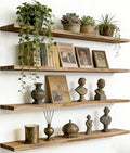 36 Inch Rustic Wood Floating Shelves Farmhouse Wooden Wall Shelves for Bathroom Bedroom Living Room Kitchen Office Set of 4 Light Brown by HXSWY