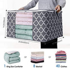 WISELIFE Storage Bags, Large Blanket Clothes Organization and Storage Containers for Bedding, Comforters, Foldable Organizer with Reinforced Handle, Clear Window,Sturdy Zippers,(Grey, 6 x 100L) - Image 2