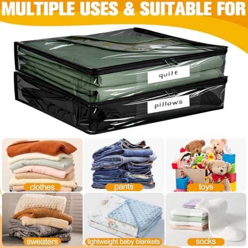 Plastic Storage Bags with Easy-Glide Zipper, Pack of 8, Durable Clear Vinyl Zippered Storage Bags for Clothes Sweaters Comforters Blankets Sheets Bedding (15.7 x 13.8 x 3.9 Inch, Transparent Black) - Image 5