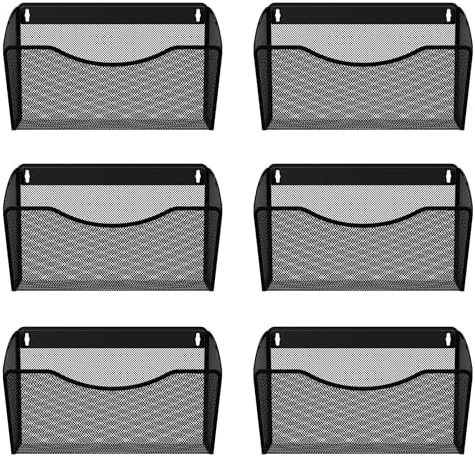 EasyPAG 6 Pack Wall File Organizer, Metal Mesh Hanging File Folder Holder for Letter/A4 Size Folders, Vertical Wall Mount Mail Sorter for Office Paperwork, Classroom, Black by EasyPAG