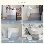 OrganiHaus Tall Cotton Rope Laundry Basket & Hamper, Blanket Storage 52L - Image 4