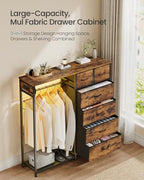 SONGMICS Dresser with Hanging Rod, Closet Organizer with 6 Fabric Drawers - Image 4