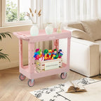 ELAFROS 2-Tier Rolling Storage Cart, 34 x 17 in, Sakura Pink - Image 4