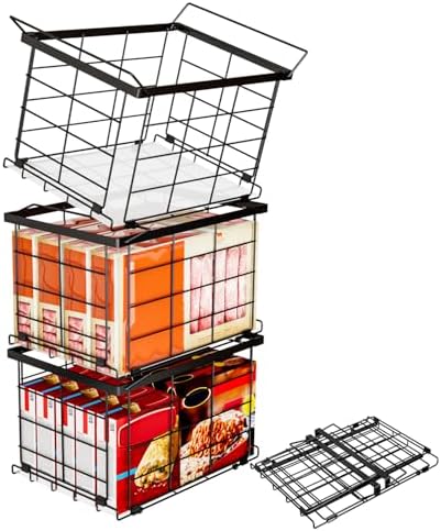 Freezer Organizer Bins for 3.5 Cu.Ft,Upgrade Quick Expand/Collapse,3PACK by ANJUBAN