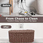 Cable Management Box, Handmade Rattan Cord Organizer for Power Strip - Image 5