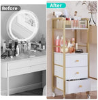 HapiRm Rolling Makeup Cart Organizer - Floor Skincare Make Up Storage with 3 Non-Woven Fabric Drawers, Vanity Organizer Cosmetic Display Cases Holder for Skin Care Perfume Nail Polish Brush Hair Tool - Image 3