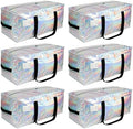 VTSVTS 6 Pack Extra Heavy Duty Large Moving Bags with Comfortable Handle & Strong Zipper,Storage Totes for Space Saving Moving Storage College Supplies Alternative to Moving Box,Iridescent by VTSVTS