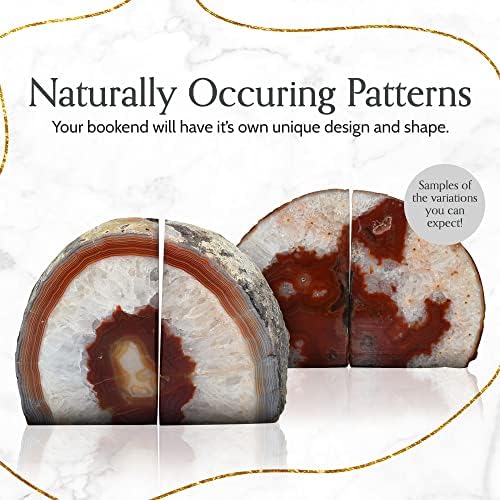Nature's Decorations Agate Bookends - A Quality Brown Geode with Non-Skid Rubber Bumpers for Shelves, Office, Home Decor - Heavy Duty Cool Crystal Stone (6-8 LB) - Image 6