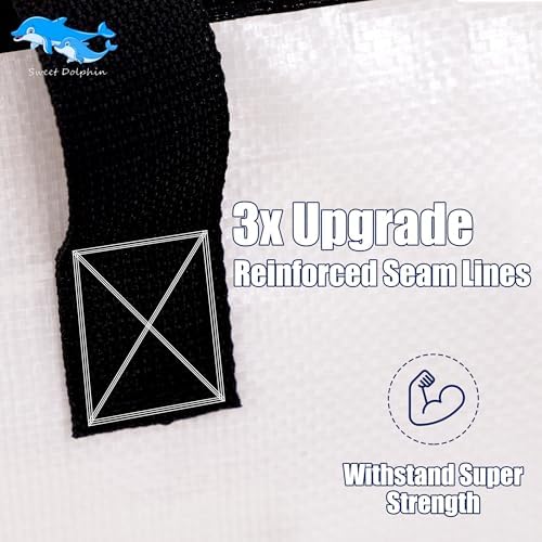 SWEET DOLPHIN 12 Pack Extra Large Moving Bags with Strong Zippers & Carrying Handles, Heavy Duty Storage Tote for Space Saving Moving Storage, Fold Flat, Alternative to Moving Box, Semi-Transparent - Image 5