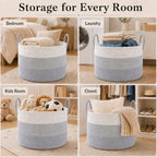 JMvicyroam 115L Extra Large Machine Washable Cotton Rope Blanket Basket - Image 5