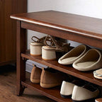 XKZG Shoe Rack Bench Wooden Shoe Storage Bench Entryway Bench, Brown, 47.2" - Image 4