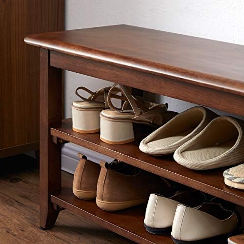 XKZG Shoe Rack Bench Wooden Shoe Storage Bench Entryway Bench, Brown, 47.2" - Image 4