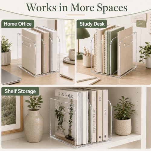 Acrylic Magazine File Holder, 3 Vertical Compartments Folder Organizer - Image 5