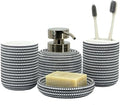 ZCCZ Black and White Bathroom Accessories Set, 4 Pieces - Toothbrush Holder, Soap Dispenser, Vanity Tray, Tumbler - Countertop Organizer for Bathroom Decor - Modern Accessory Set for Home and Office by zccz