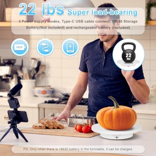Remote Motorized Rotating Display Stand, Electric Rotating Platform with 5.74/7.08/8.66in Replacement Covers, 3 in 1 Turntable for Live Streaming Video Shoot Photography - Image 5