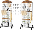 CHOEZON Grid Wall Panel 5.7' x 2' FT Grid Display Rack, 2 Pack Movable Gridwall Display Stand with 8 S-Shaped Hooks and 8 Garment Hooks, Floorstanding Wire Grid Rack, Rustic Brown and Black TCJ17P2BF by Choezon