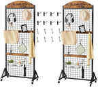 CHOEZON Grid Wall Panel 5.7' x 2' FT Grid Display Rack, 2 Pack Movable Gridwall Display Stand with 8 S-Shaped Hooks and 8 Garment Hooks, Floorstanding Wire Grid Rack, Rustic Brown and Black TCJ17P2BF by Choezon