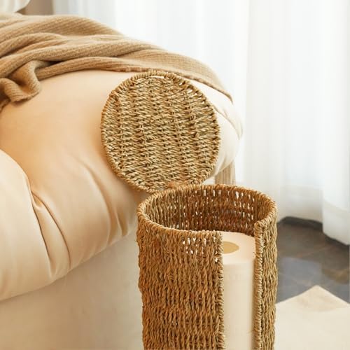 PINXIURY Seagrass Toilet Paper Holder with Storage, 3 Rolls of Wicker Toilet Paper Holder for Bathroom and Under Sink, Handmade Woven Toilet Paper Rolls Holder Stand - Image 7